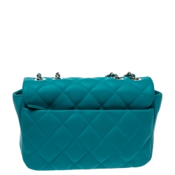 Chanel Turquoise Quilted Rubber Coco Rain Flap Bag 