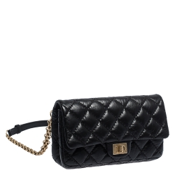 Pre Owned Chanel Black Quilted Leather Reissue 2.55 Belt Bag
