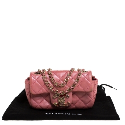 Pre Owned Chanel Pink Quilted Leather Jeweled CC Mini Single Flap Bag