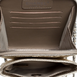 Chanel Metallic Gold Leather Clams Wallet on Chain
