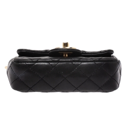 Chanel Black Quilted Leather Charms CC Mini Single Flap Bag