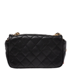 Chanel Black Quilted Leather Charms CC Mini Single Flap Bag