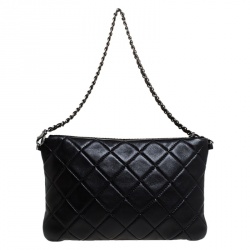 مملوكة مسبقًا حقيبة كلتش شانيل "مينيرال نايتس" سلسلة جلد أسود و ذهبي