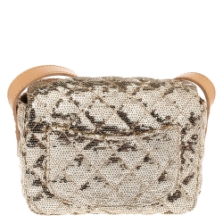 Pre Owned Chanel Metallic Gold Sequin Mini Reissue Bag