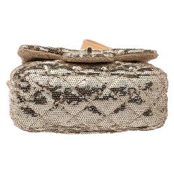 Pre Owned Chanel Metallic Gold Sequin Mini Reissue Bag