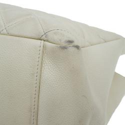 Pre Owned Chanel Off White Quilted Caviar Grand Shopping Tote