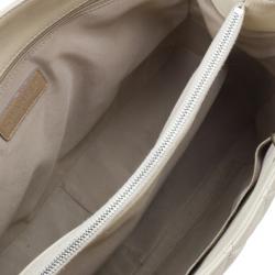Pre Owned Chanel Off White Quilted Caviar Grand Shopping Tote
