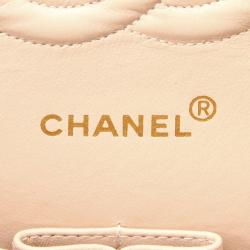 Pre Owned Chanel Pink Nubuck Leather Classic Small Double Flap Bag