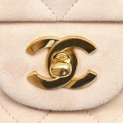 Pre Owned Chanel Pink Nubuck Leather Classic Small Double Flap Bag
