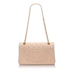 Pre Owned Chanel Pink Nubuck Leather Classic Small Double Flap Bag