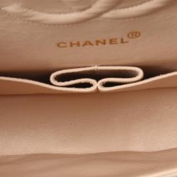 Pre Owned Chanel Pink Nubuck Leather Classic Small Double Flap Bag