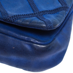 Pre Owned Chanel Electric Blue Diamond Stitch Leather Mini Flap Bag