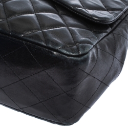 Pre Owned Chanel Black Quilted Leather Jumbo Classic Single Flap Bag