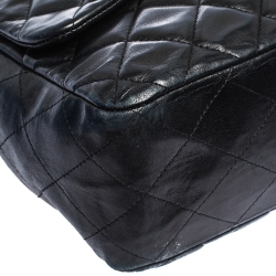 Pre Owned Chanel Black Quilted Leather Jumbo Classic Single Flap Bag