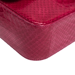 مملوكة مسبقًا Chanel Fuchsia Python Small Classic Single Flap Bag