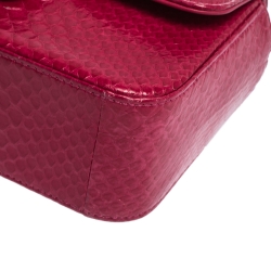 مملوكة مسبقًا Chanel Fuchsia Python Small Classic Single Flap Bag