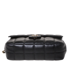 Pre Owned Chanel Black Chocolate Quilted Leather Flap Bag
