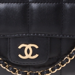 Pre Owned Chanel Black Chocolate Quilted Leather Flap Bag