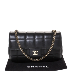 Pre Owned Chanel Black Chocolate Quilted Leather Flap Bag