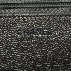 Chanel Metallic Grey Leather CC Flap Wallet On Chain
