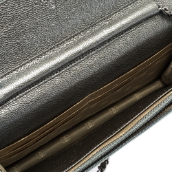 Chanel Metallic Grey Leather CC Flap Wallet On Chain