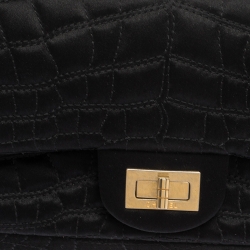 Pre Owned Chanel Black Croc Satin Reissue 225 Flap Bag