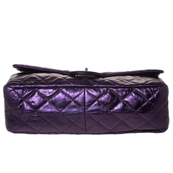 مملوكة مسبقًا حقيبة شانيل "جامبو ريسيو 2.55 كلاسيك 227" قلاب جلد مبطن برقوقي ميتاليك