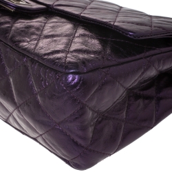 مملوكة مسبقًا حقيبة شانيل "جامبو ريسيو 2.55 كلاسيك 227" قلاب جلد مبطن برقوقي ميتاليك