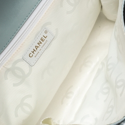 Pre Owned Chanel Powder Blue Wild Stitch Leather Flap Top Handle Bag