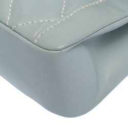 Pre Owned Chanel Powder Blue Wild Stitch Leather Flap Top Handle Bag