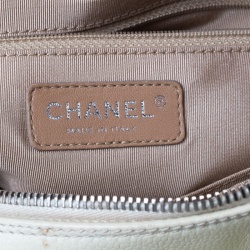 Pre Owned Chanel Cream Quilted Caviar Leather Petite Timeless Shopper Tote