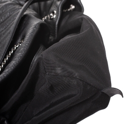 Pre Owned Chanel Black Chevron Leather Gabrielle Bucket Bag