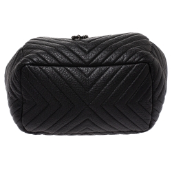 Pre Owned Chanel Black Chevron Leather Gabrielle Bucket Bag