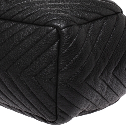 Pre Owned Chanel Black Chevron Leather Gabrielle Bucket Bag