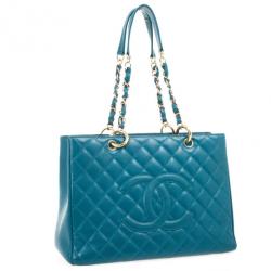Pre Owned Chanel Turquoise Grand Shopper Tote