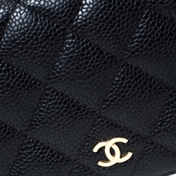 مملوكة مسبقًا Chanel Black Quilted Caviar Leather L Yen Continental Wallet