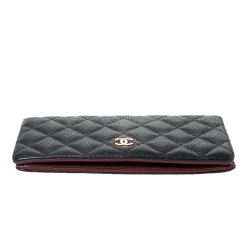 مملوكة مسبقًا Chanel Black Quilted Caviar Leather L Yen Continental Wallet