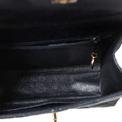 Pre Owned Chanel Black Satin Vintage Classic Flap Braided Handle Bag