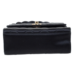 Pre Owned Chanel Black Satin Vintage Classic Flap Braided Handle Bag