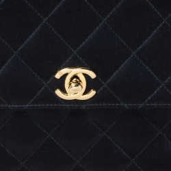 Pre Owned Chanel Black Satin Vintage Classic Flap Braided Handle Bag