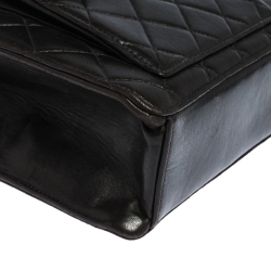 Pre Owned حقيبة شانيل "فينتدج" جيب أمامي جلد مبطن أسود 