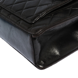 Pre Owned حقيبة شانيل "فينتدج" جيب أمامي جلد مبطن أسود 