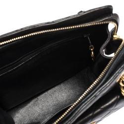 Pre Owned حقيبة شانيل "فينتدج" جيب أمامي جلد مبطن أسود 