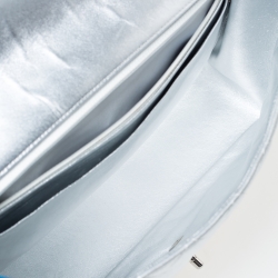 Pre Owned Chanel SIlver Quilted Leather Maxi Classic Single Flap Bag