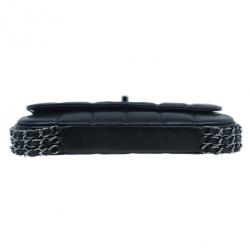 Pre Owned Chanel Black Lambskin Triple Chain Chocolate Bar Classic Flap