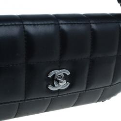 Pre Owned Chanel Black Lambskin Triple Chain Chocolate Bar Classic Flap