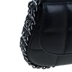 Pre Owned Chanel Black Lambskin Triple Chain Chocolate Bar Classic Flap