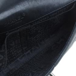 Pre Owned Chanel Black Lambskin Triple Chain Chocolate Bar Classic Flap