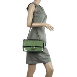 Pre Owned Chanel Green Paillette Flap Bag
