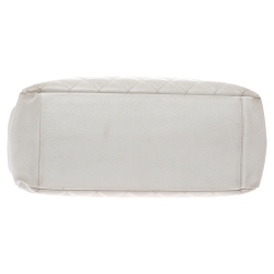 Pre Owned Chanel White Quilted Caviar Leather Grand Shopper Tote